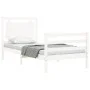 Estructura de cama individual con cabecero madera maciza blanco de , Camas y somieres - Ref: Foro24-3194012, Precio: 127,44 €...