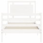 Estructura de cama individual con cabecero madera maciza blanco de , Camas y somieres - Ref: Foro24-3194012, Precio: 121,08 €...