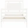 Estructura de cama individual con cabecero madera maciza blanco de , Camas y somieres - Ref: Foro24-3194012, Precio: 127,44 €...