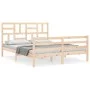 Double bed frame with solid wood headboard by , Beds and slatted bases - Ref: Foro24-3194901, Price: 143,00 €, Discount: %