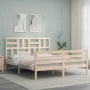 Double bed frame with solid wood headboard by , Beds and slatted bases - Ref: Foro24-3194901, Price: 143,00 €, Discount: %