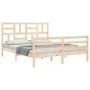 Double bed frame with solid wood headboard by , Beds and slatted bases - Ref: Foro24-3194901, Price: 143,00 €, Discount: %