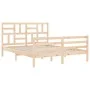 Double bed frame with solid wood headboard by , Beds and slatted bases - Ref: Foro24-3194901, Price: 143,00 €, Discount: %