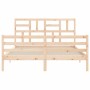 Double bed frame with solid wood headboard by , Beds and slatted bases - Ref: Foro24-3194901, Price: 144,96 €, Discount: %