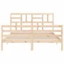 Double bed frame with solid wood headboard by , Beds and slatted bases - Ref: Foro24-3194901, Price: 143,00 €, Discount: %