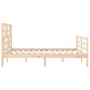 Double bed frame with solid wood headboard by , Beds and slatted bases - Ref: Foro24-3194901, Price: 144,96 €, Discount: %