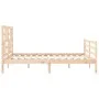 Double bed frame with solid wood headboard by , Beds and slatted bases - Ref: Foro24-3194901, Price: 143,00 €, Discount: %