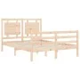 Bed frame with solid wood headboard 140x190 cm by , Beds and slatted bases - Ref: Foro24-3194031, Price: 133,08 €, Discount: %