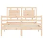 Bed frame with solid wood headboard 140x190 cm by , Beds and slatted bases - Ref: Foro24-3194031, Price: 133,08 €, Discount: %