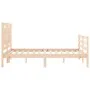 Bed frame with solid wood headboard 140x190 cm by , Beds and slatted bases - Ref: Foro24-3194031, Price: 133,08 €, Discount: %