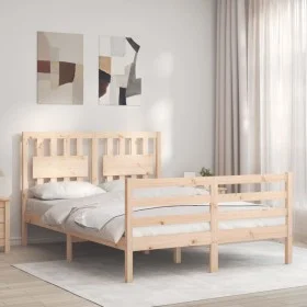 Bed frame with solid wood headboard 140x190 cm by , Beds and slatted bases - Ref: Foro24-3194291, Price: 131,60 €, Discount: %