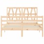 Bed frame with solid wood headboard 140x190 cm by , Beds and slatted bases - Ref: Foro24-3194356, Price: 132,40 €, Discount: %