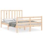 Bed frame with solid wood headboard 140x190 cm by , Beds and slatted bases - Ref: Foro24-3193771, Price: 126,57 €, Discount: %