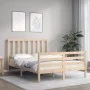 Bed frame with solid wood headboard 140x190 cm by , Beds and slatted bases - Ref: Foro24-3193771, Price: 119,97 €, Discount: %