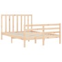 Bed frame with solid wood headboard 140x190 cm by , Beds and slatted bases - Ref: Foro24-3193771, Price: 126,57 €, Discount: %