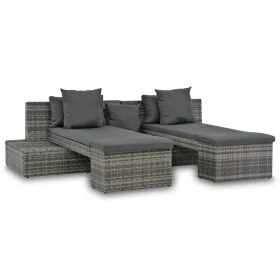 4-teiliges Gartenmöbel-Set und graue synthetische Rattankissen von vidaXL, Outdoor-Sofas - Ref: Foro24-44724, Preis: 438,19 €...