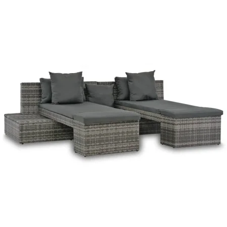 4-teiliges Gartenmöbel-Set und graue synthetische Rattankissen von vidaXL, Outdoor-Sofas - Ref: Foro24-44724, Preis: 438,19 €...