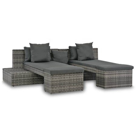 4-teiliges Gartenmöbel-Set und graue synthetische Rattankissen von vidaXL, Outdoor-Sofas - Ref: Foro24-44724, Preis: 466,81 €...