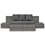 4-teiliges Gartenmöbel-Set und graue synthetische Rattankissen von vidaXL, Outdoor-Sofas - Ref: Foro24-44724, Preis: 438,19 €...