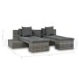 4-teiliges Gartenmöbel-Set und graue synthetische Rattankissen von vidaXL, Outdoor-Sofas - Ref: Foro24-44724, Preis: 466,81 €...