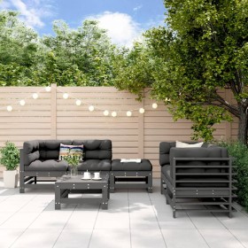 Mesa y taburetes altos jardín 6 pzas madera maciza de pino gris by , Garden sets - Ref: Foro24-3186202, Price: 396,44 €, Disc...