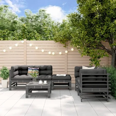 Mesa y taburetes altos jardín 6 pzas madera maciza de pino gris von , Gartensets - Ref: Foro24-3186202, Preis: 390,96 €, Raba...