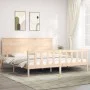 Estructura de cama con cabecero madera maciza 200x200 cm de , Camas y somieres - Ref: Foro24-3193421, Precio: 173,14 €, Descu...