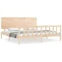 Estructura de cama con cabecero madera maciza 200x200 cm de , Camas y somieres - Ref: Foro24-3193421, Precio: 173,14 €, Descu...