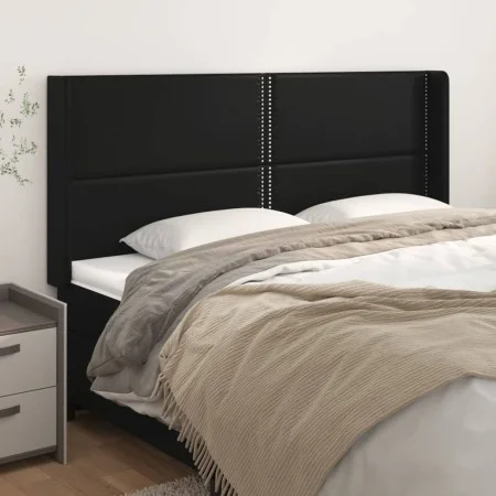 Headboard with black synthetic leather ears 203x16x118/128 cm by , Headboards and footboards - Ref: Foro24-3119548, Price: 10...