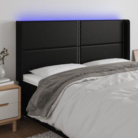 Kopfteil mit LED, schwarzem Kunstleder, 203 x 16 x 118/128 cm von , Kopf- und Fußteile - Ref: Foro24-3124016, Preis: 115,16 €...