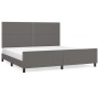 Bed frame with headboard gray synthetic leather 200x200 cm by , Beds and slatted bases - Ref: Foro24-3125534, Price: 223,10 €...