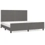 Bettgestell mit Kopfteil aus grauem Kunstleder 200x200 cm von , Betten und Lattenroste - Ref: Foro24-3125534, Preis: 220,07 €...