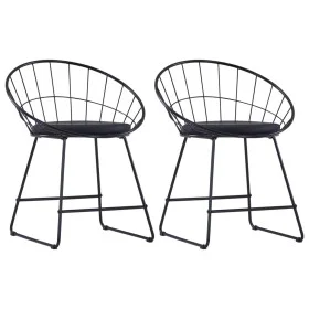 Esszimmerstühle, Kunstledersitze, 2 Stück, schwarzer Stahl von vidaXL, Essstühle - Ref: Foro24-247274, Preis: 88,79 €, Rabatt: %