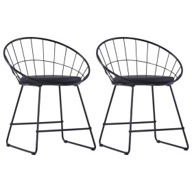 Esszimmerstühle, Kunstledersitze, 2 Stück, schwarzer Stahl von vidaXL, Essstühle - Ref: Foro24-247274, Preis: 89,69 €, Rabatt: %