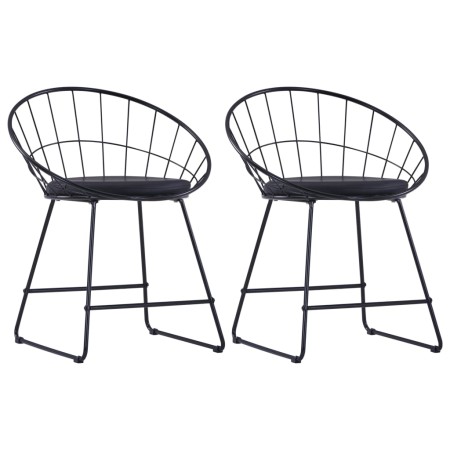 Esszimmerstühle, Kunstledersitze, 2 Stück, schwarzer Stahl von vidaXL, Essstühle - Ref: Foro24-247274, Preis: 89,69 €, Rabatt: %