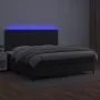 Box spring bed with mattress and LED black synthetic leather 200x200 cm by , Beds and slatted bases - Ref: Foro24-3135903, Pr...