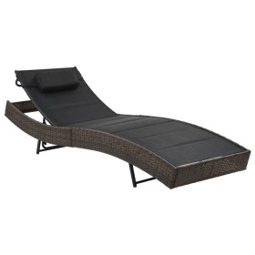 Brown Synthetic Rattan and Textilene Lounger by vidaXL, Loungers - Ref: Foro24-44895, Price: 124,82 €, Discount: %