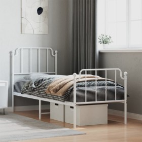 Estructura cama metal con cabecero y pie cama blanca 80x200 cm