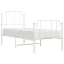 Metal bed frame with headboard and footboard white 80x200 cm by , Beds and slatted bases - Ref: Foro24-373945, Price: 65,50 €...