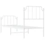 Metal bed frame with headboard and footboard white 80x200 cm by , Beds and slatted bases - Ref: Foro24-373945, Price: 65,50 €...