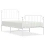 Metal bed frame with headboard and footboard white 90x200 cm by , Beds and slatted bases - Ref: Foro24-373947, Price: 75,43 €...