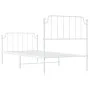 Metal bed frame with headboard and footboard white 90x200 cm by , Beds and slatted bases - Ref: Foro24-373947, Price: 75,43 €...