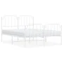 Metal bed frame with headboard and white footboard 135x190 cm by , Beds and slatted bases - Ref: Foro24-373953, Price: 94,97 ...
