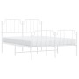 Metal bed frame with headboard and white footboard 135x190 cm by , Beds and slatted bases - Ref: Foro24-373953, Price: 96,17 ...