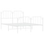 Metal bed frame with headboard and white footboard 135x190 cm by , Beds and slatted bases - Ref: Foro24-373953, Price: 96,17 ...