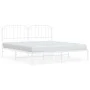 Bettgestell aus weißem Metall mit Kopfteil 160x200 cm von , Betten und Lattenroste - Ref: Foro24-373939, Preis: 99,05 €, Raba...