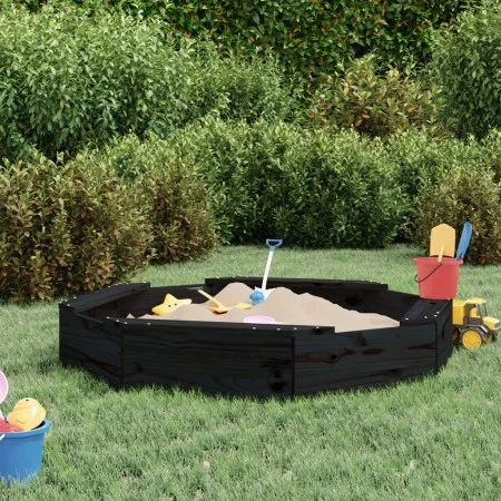 Sandbox with octagon seats solid black pine wood by , sandboxes - Ref: Foro24-825013, Price: 51,12 €, Discount: %