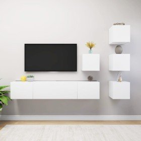 Set de muebles de salón TV 6 piezas madera de ingeniería blanco en Muebles TV | Comprar online en Foro24