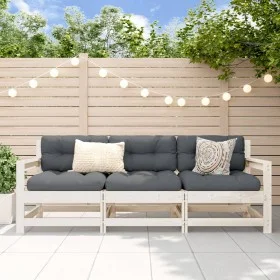Garden furniture set 3 pieces solid white pine wood by , Modular outdoor sofas - Ref: Foro24-825528, Price: 187,66 €, Discoun...