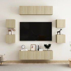 Juego de muebles de salón 8 piezas roble Sonoma en Muebles TV | Comprar online en Foro24